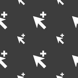 Cursor arrow plus add icon sign seamless pattern vector