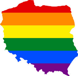 lgbt flag map of poland rainbow vector