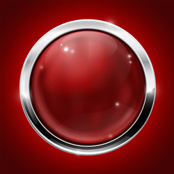 Red Chrome Button on Red Background vector image