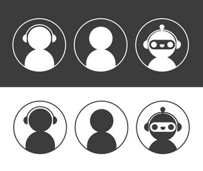 Chatbot robot and user icons vector