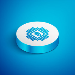 isometric line computer processor vector image