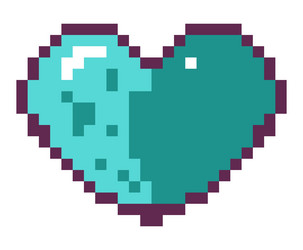 Pixelated heart 8 bit game design and interface vector