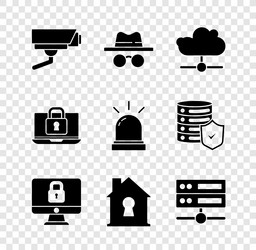 Set security camera incognito mode network cloud vector