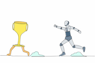 single continuous line drawing robot trying vector image