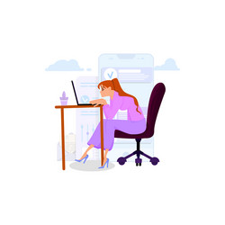 Woman programmer posture in search ideas flat vector