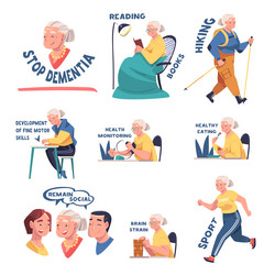 alzheimer prevention with elderly woman healthy vector