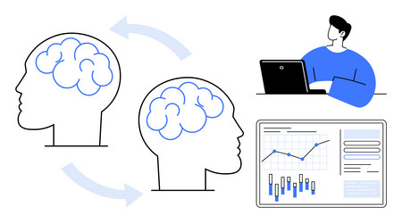 digital knowledge sharing and data analysis vector image