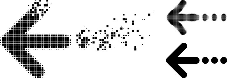 dissolving and halftone pixel send left icon vector image