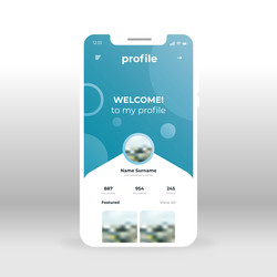 Blue profile ui ux gui screen for mobile apps vector
