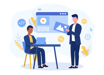 Front-End Developers Analyzing Data vector image