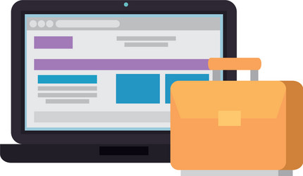 laptop computer with web page and suitcase vector image