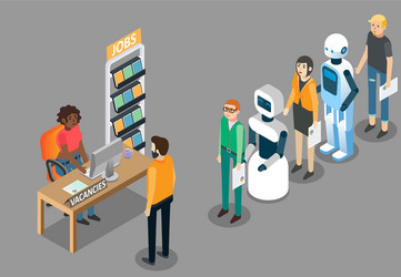 Robot & Human Job Lineup Vector Image