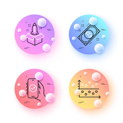 bitcoin startup and dot plot minimal line icons vector image