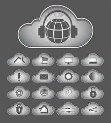 computer cloud with attributes of the internet vector image