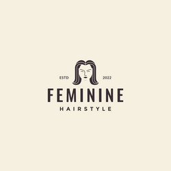 Feminine hair long style hipster logo design vector