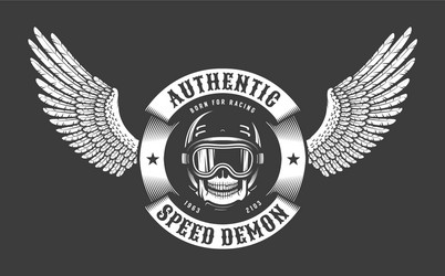 skull in helmet and glasses with circular ribbon Vector Image