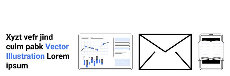 envelope bar chart and book graphics representing vector image