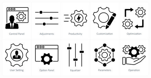 a set of 10 settings and configuration icons vector image