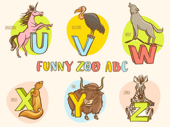 funny zoo animals kids alphabet hand drawn ink Vector Image