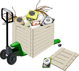 pallet truck loading hardware computer in shipping vector image