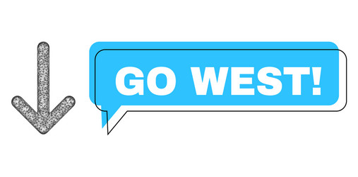 Shifted go west chat frame and net mesh arrow down vector