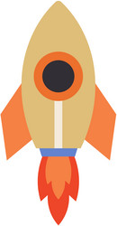 Sticker of spacesraft with flame rocket during vector