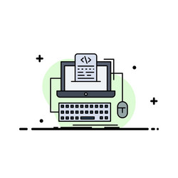 Code coding computer monoblock screen flat color vector