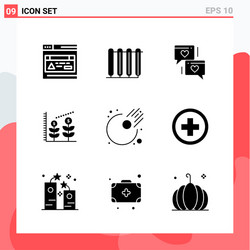 Collection 9 icons in solid style modern glyph vector