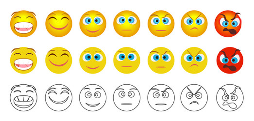 from negative to positive emoji emotions isolated vector