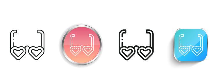 heart glasses icon thin linear regular and button vector image