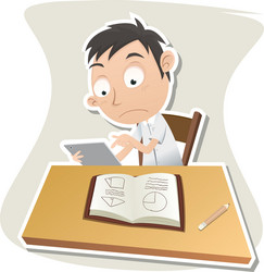 using tablet while studying vector image