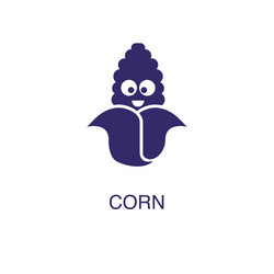 Corn element in flat simple style on white vector