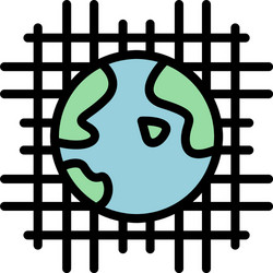global net interaction icon color outline vector image