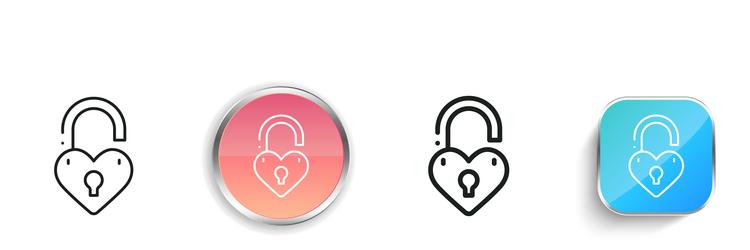heart lock icon thin linear regular and button vector image