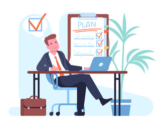 man plans his to do list by making notes vector image
