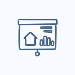 presentation on projector screen sketch icon vector image