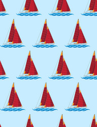 Seamless repeating pattern sailboats and sea vector