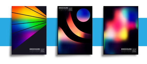 Set abstract design posters with colorful vector