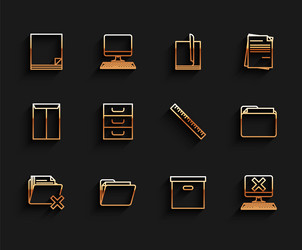 set line delete folder document file vector image