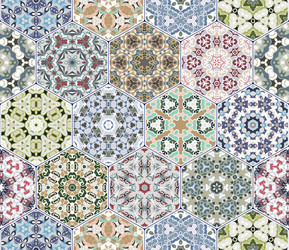 set of hexagonal patterns vector image