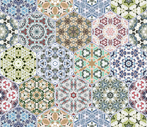 Set of hexagonal patterns vector