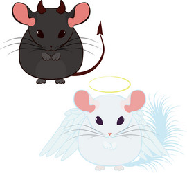 Angel and devil good bad chinchilla vector