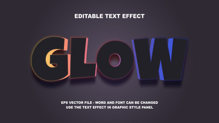 Glow Text Effect - 3D Typography Template vector image
