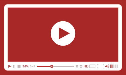 Red video player template for web and mobile apps vector