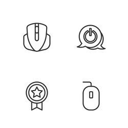 set line computer mouse game rating with medal vector image