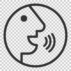 Voice command with sound waves icon in flat style vector