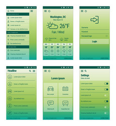 green set of mobile user interface design vector image