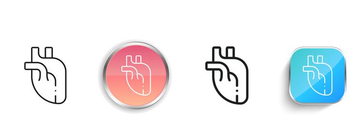 heart organ icon thin linear regular and button vector image