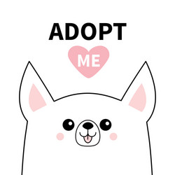 Cute chihuahua dog face line silhouette adopt me vector