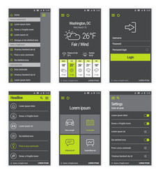green buttons set of mobile user interface design vector image